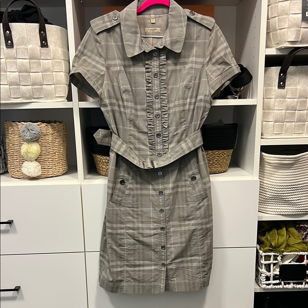 Burberry Gray Checkered Mini Dress